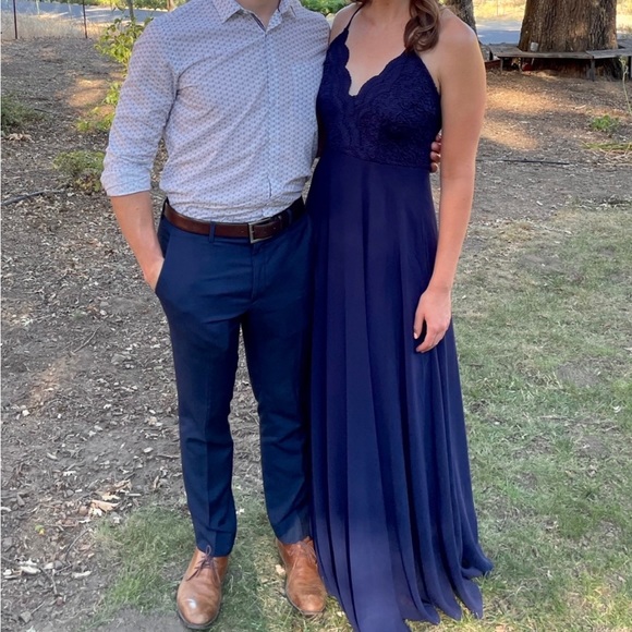 Lulu’s Madalyn Navy Blue Lace Maxi Dress (Size S) - Picture 6 of 6